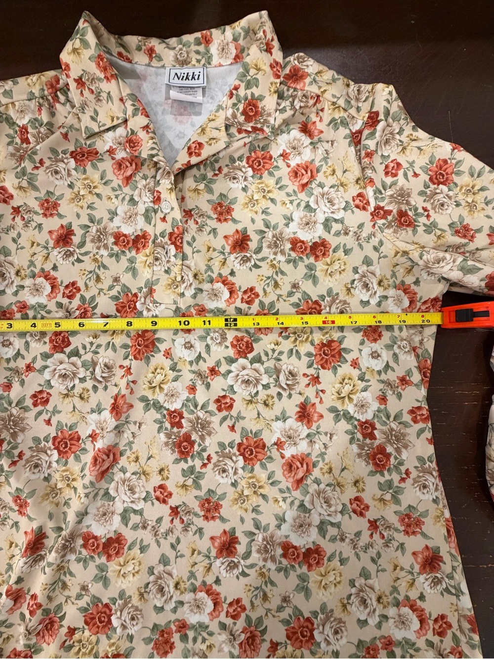 Women's Beige Floral Long-Sleeve Blouse - Picture 8 of 9